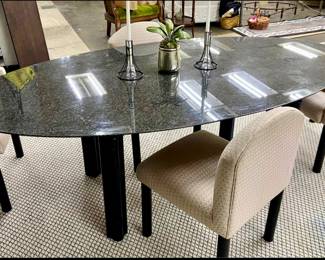 Gorgeous granite table and six art deco chairs