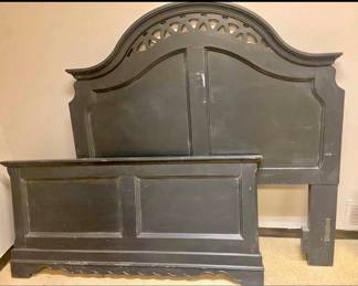 High quality Shabby chic black headboard & footboard