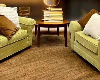 Pair of Bassett Furniture Carolina Roll Arm Chairs in Celery! 