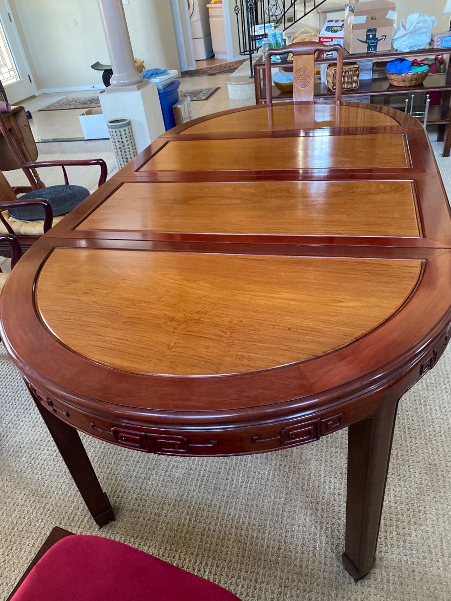 LUXURY TWO TONE ROSE WOOD ORIENTAL DINING TABLE