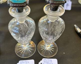 STERLING & ENAMEL GUILLOCHE PERFUME BOTTLES