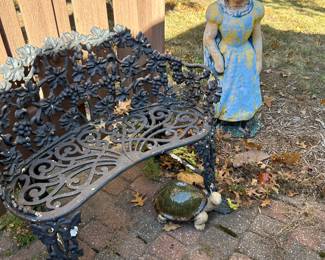 ANTIQUE CAST IRON GRAPE VINE GARDEN BENCH