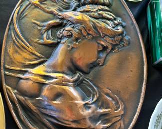 VINTAGE CAST IRON ARTNOUVEAU ART/PLAQUE