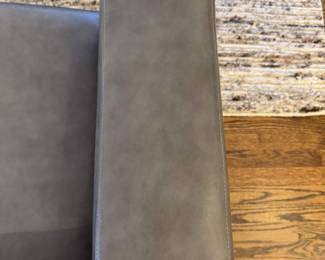 Ethan Allen Spencer Track Arm Chair Upholstered in Sherwood Grey Leather. Measures 43" W x 38" D. Photo 2 of 5.