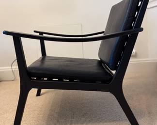 CB2 Parlay Black Leather Lounge Chair. Measures 30" x 34". Photo 2 of 3.
