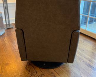 Harvey Leather Swivel Recliner in Laco Grey. Measures 30" W x 36" D. Photo 3 of 4.