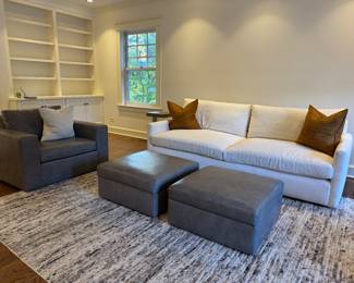 Arhaus Kipton Slim Arm Sofa in Nomad Finish Pictured with Ethan Allen Ottomans and Club Chair. Photo 2 of 2.