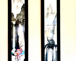 Vintage framed painted tiles