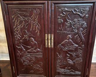 Elaborately carved rosewood chest 