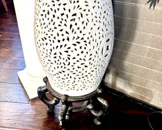 Lighted garden stool on stand