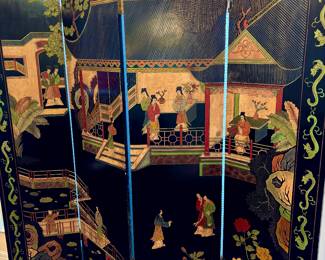 Magnificent 4 panel antique screen