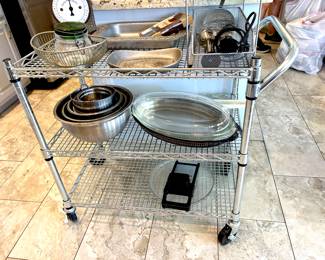 Rolling metal utility cart