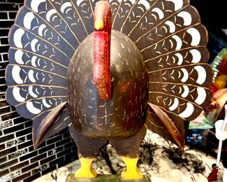 Large painted wood turkey