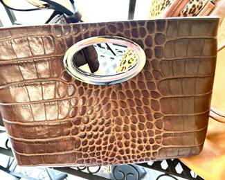 Donald J Pliner croc leather clutch