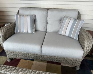 Outdoor wicker loveseat 