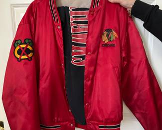 Blackhawks jacket and scarf