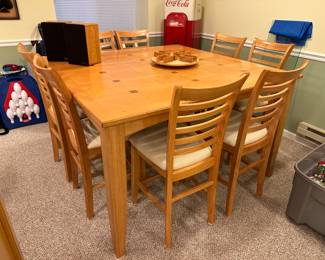 Pub table with (1) leaf and (8) chairs