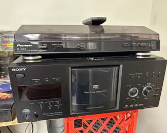 Sony CD/DVD player and Pioneer turntable