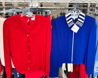 St. John sweaters, some still with tags.