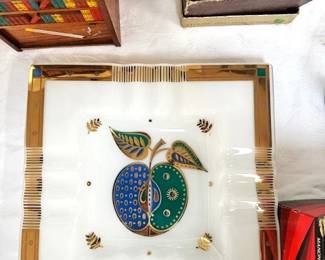 Georges Briard Mid-Century Modern plate with gold accents