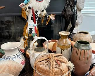 Japanese ceramic container wrapped in woven straw with cork spigot. Used for Sake.