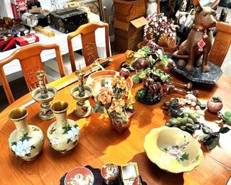 Cloisonne Vase, Candlesticks and smalls