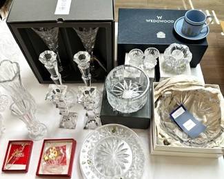Many Waterford Bowls, Candlesticks & Vases