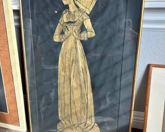 Framed brass rubbing of Margaret Bernard