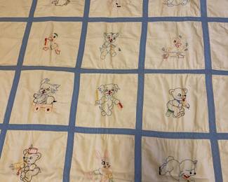 Embroidered baby quilt
