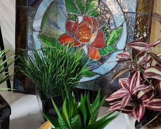 Leaded stained glass panel