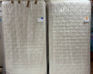 2 twin mattress sets, 2 frames