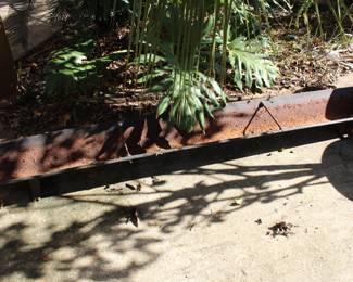 antique 7' cast iron planter, manufacturer name inside