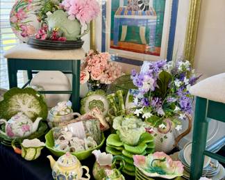 CABBAGE LEAF INCLUDING A COUPLE FITZ & FLOYD AND BORDALLO PINHEIRO.