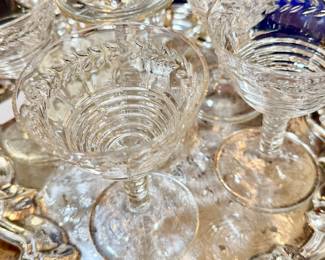 LOVE THE STEMWARE ON THIS BEAUTIFUL SILVER TRAY.