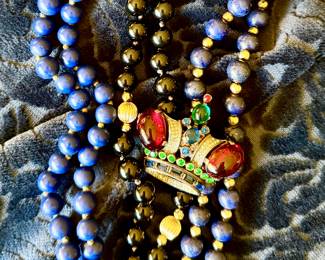 LAPIS AND 10K GOLD BEADS.