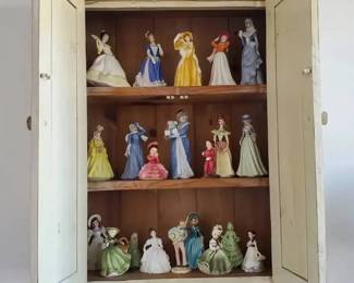 RS101Vintage Figurines With Cabinet