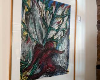 OIl pastel by A. Hockelmann date 1982 titled "Beach Flower".