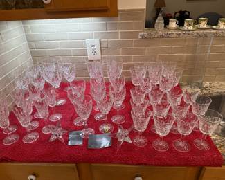 Many beautiful Waterford Araglin crystal glasses
