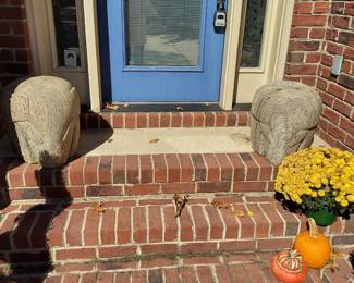 2 solid stone elephants carved in Sri Lanka.