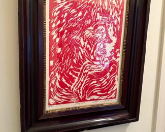 Print 11/30 by A. Hockelmann date 1986 titled "Linol Head".