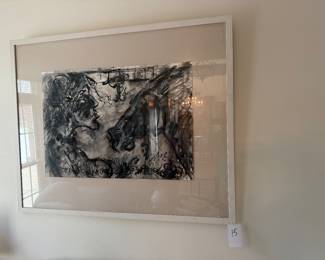 Ink and water color by A. Hockelmann date 1984/1987 of a woman and horse portrait.