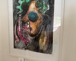 Water color/charcoal by A. Hockelmann date 1988 titled  "Mask".