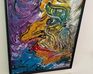 Acrylic on Canvas by A. Hockelmann date 1987 titled "Mask(finger painting)".