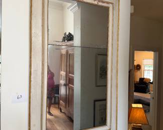 Rare large 1800's French Castle mirror. Glass is made in 2 pieces as they  had no way to make a mirror piece this large in that era. Dimensions are 63 x 39.5.