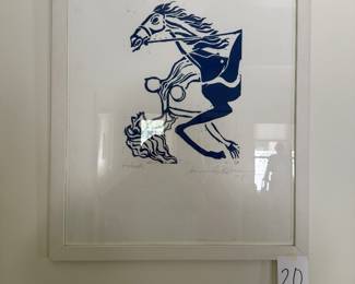 First print by A. Hockelmann titled "Blue Horse" date 1989.
