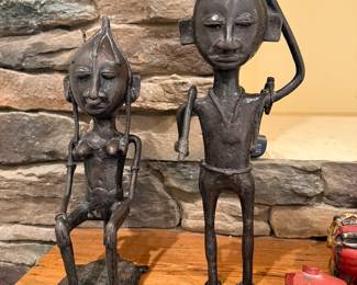 Male and Female Iron sculptures from Central Africa dated 1970.