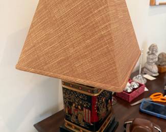 1950's Chinoiserie Tea Canister Table Lamp