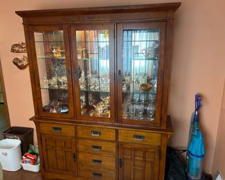 Lighted Hutch. Touch hinge to turn lights on.