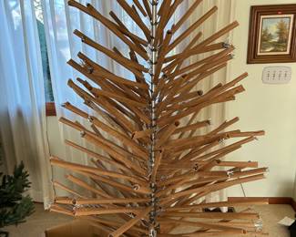 Vintage Metal Christmas Tree. Branches are wrapped for storage.