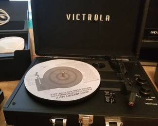 Victrola portable record player. 